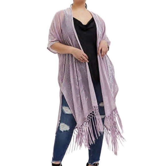Torrid Women's Plus Size Floral
Velvet Fringe Kimono - Picture 1 of 7